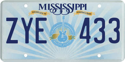 MS license plate ZYE433