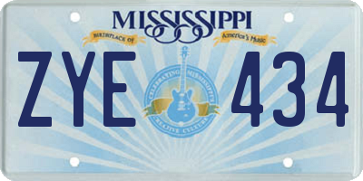 MS license plate ZYE434