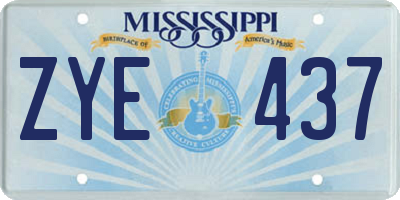 MS license plate ZYE437