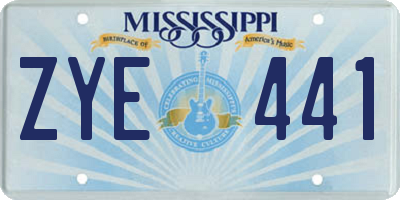 MS license plate ZYE441