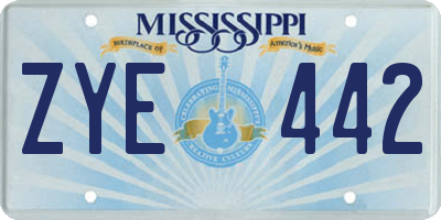 MS license plate ZYE442