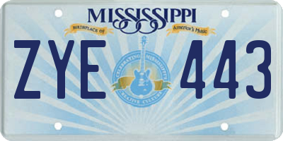 MS license plate ZYE443