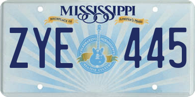 MS license plate ZYE445