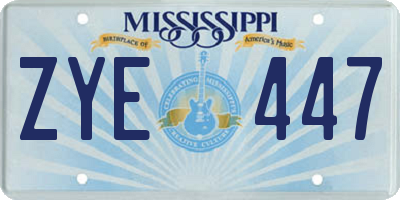 MS license plate ZYE447
