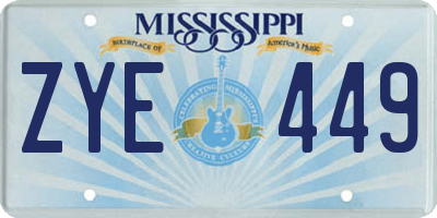 MS license plate ZYE449
