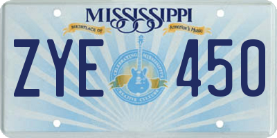MS license plate ZYE450