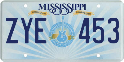 MS license plate ZYE453