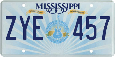MS license plate ZYE457