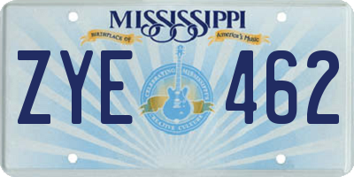 MS license plate ZYE462