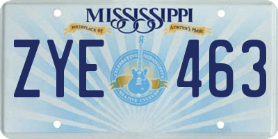 MS license plate ZYE463