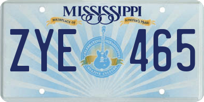 MS license plate ZYE465