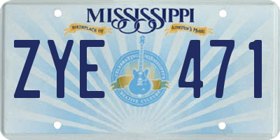 MS license plate ZYE471