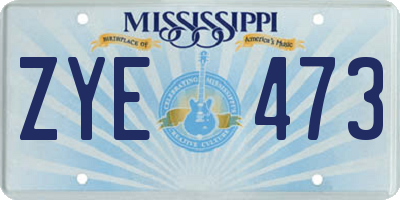 MS license plate ZYE473