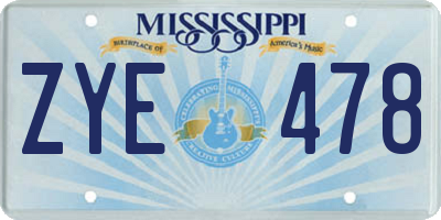 MS license plate ZYE478