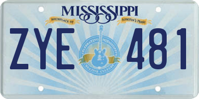 MS license plate ZYE481