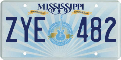 MS license plate ZYE482