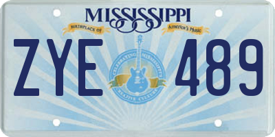 MS license plate ZYE489