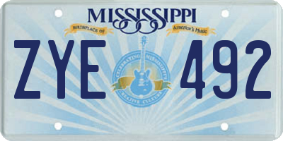 MS license plate ZYE492