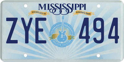 MS license plate ZYE494