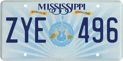 MS license plate ZYE496