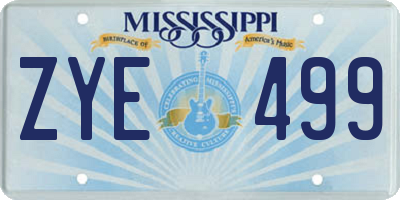 MS license plate ZYE499