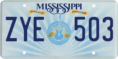 MS license plate ZYE503