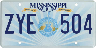 MS license plate ZYE504