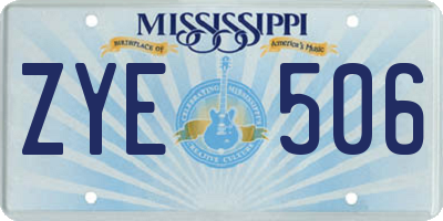 MS license plate ZYE506