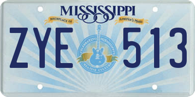 MS license plate ZYE513
