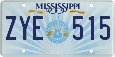MS license plate ZYE515