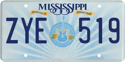 MS license plate ZYE519