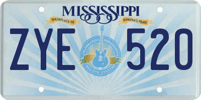 MS license plate ZYE520