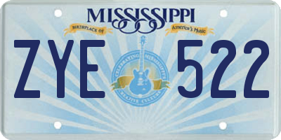 MS license plate ZYE522