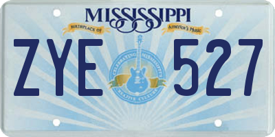 MS license plate ZYE527