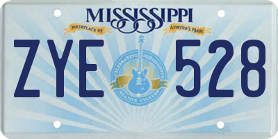 MS license plate ZYE528