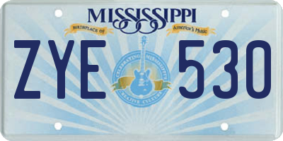 MS license plate ZYE530