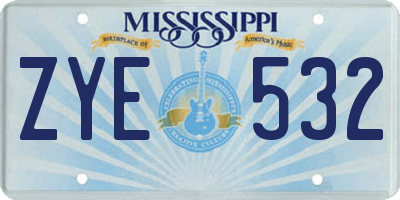 MS license plate ZYE532