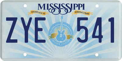 MS license plate ZYE541