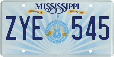 MS license plate ZYE545