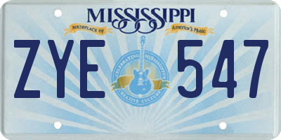 MS license plate ZYE547