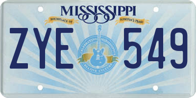 MS license plate ZYE549
