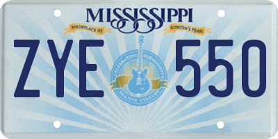 MS license plate ZYE550