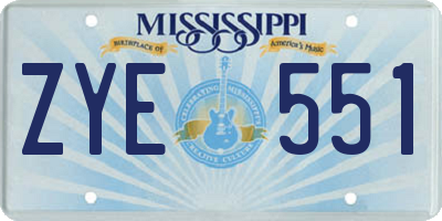 MS license plate ZYE551