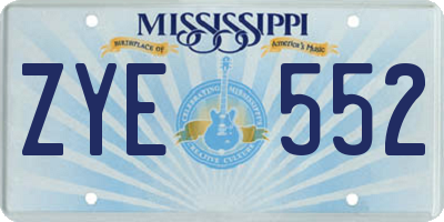 MS license plate ZYE552