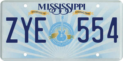 MS license plate ZYE554