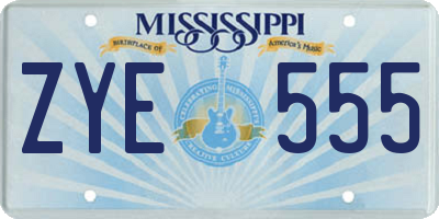 MS license plate ZYE555