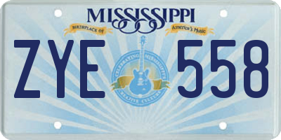 MS license plate ZYE558