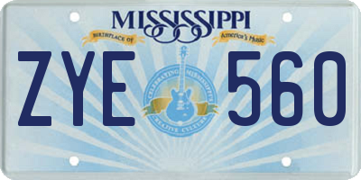 MS license plate ZYE560