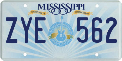 MS license plate ZYE562