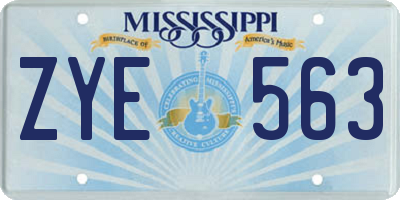 MS license plate ZYE563
